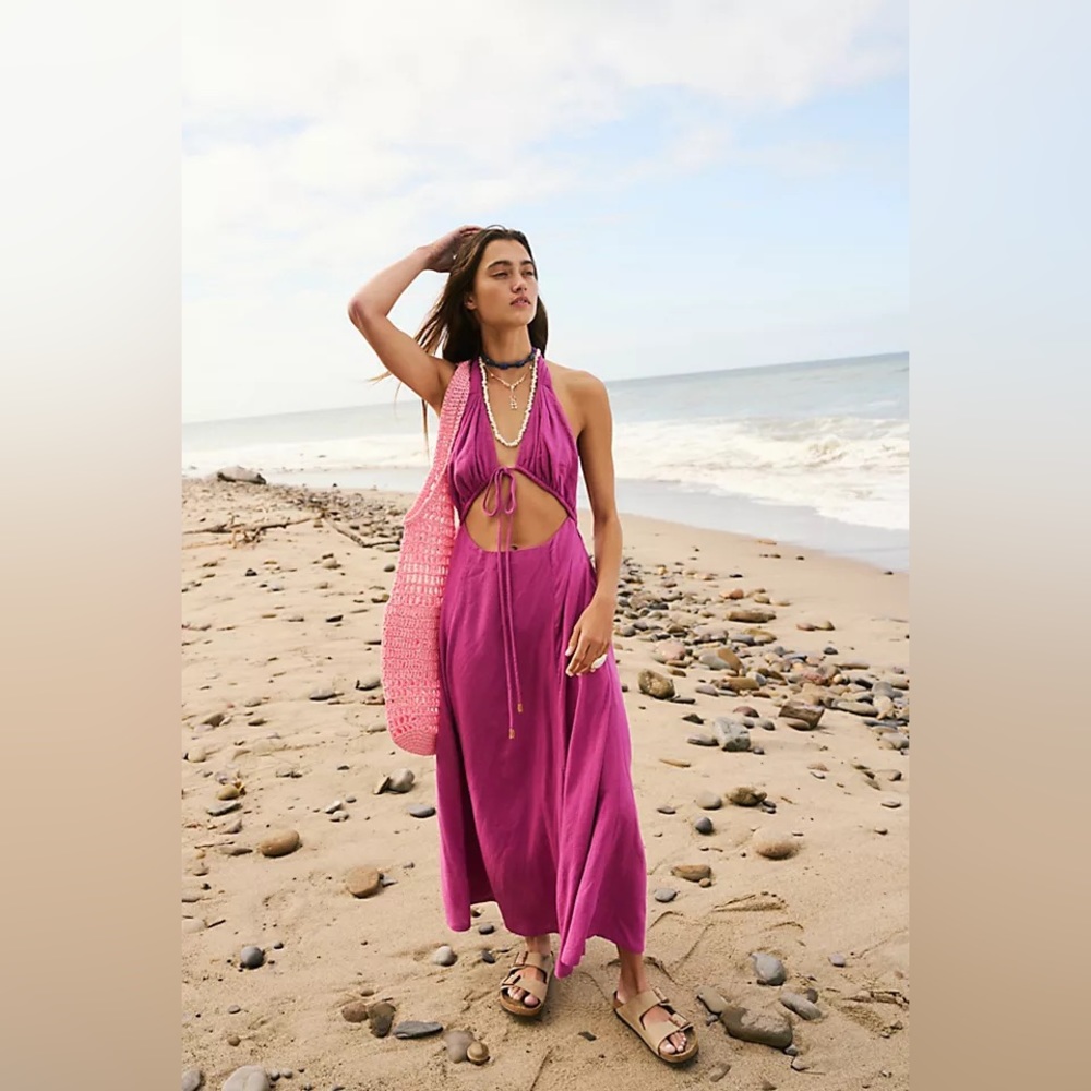Free People Purple Cutout Maxi